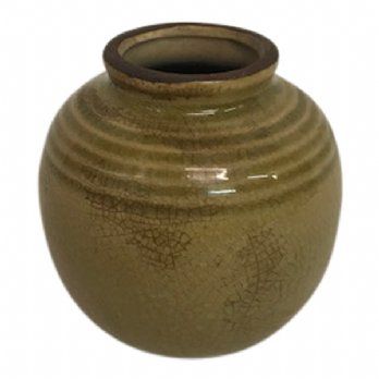 salg af Grøn/brun vase, keramik - ø 8*8 cm. 