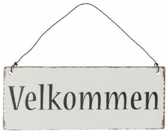 salg af Velkommen skilt, - metal - 7*15 cm.